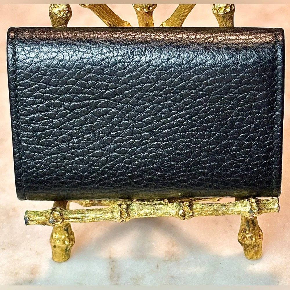 GUCCI GG MARMONT BLACK LEATHER KEY CASE 6 GOLD TONED KEY HOOKS DOUBLE G LIKE NEW